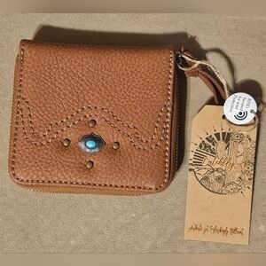Brown Wallet with Turquoise Accent